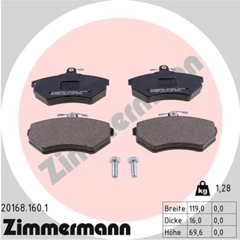 ZIMMERMANN Bremsbelagsatz, Scheibenbremse