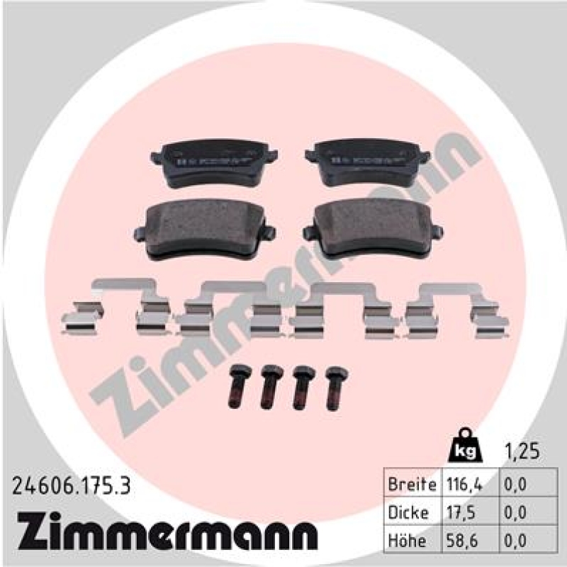 ZIMMERMANN Bremsbelagsatz, Scheibenbremse