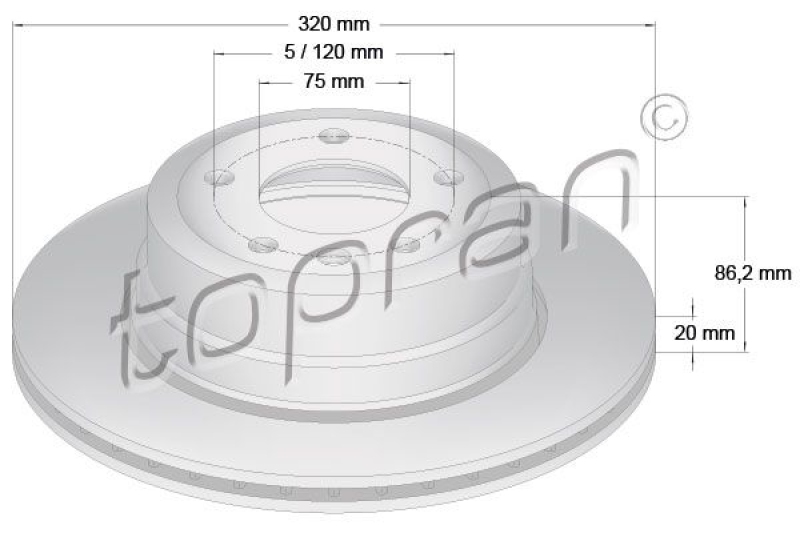 2x TOPRAN Bremsscheibe COATED 502874