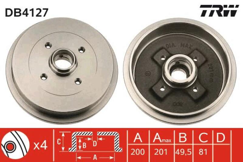 2x TRW Brake Drum