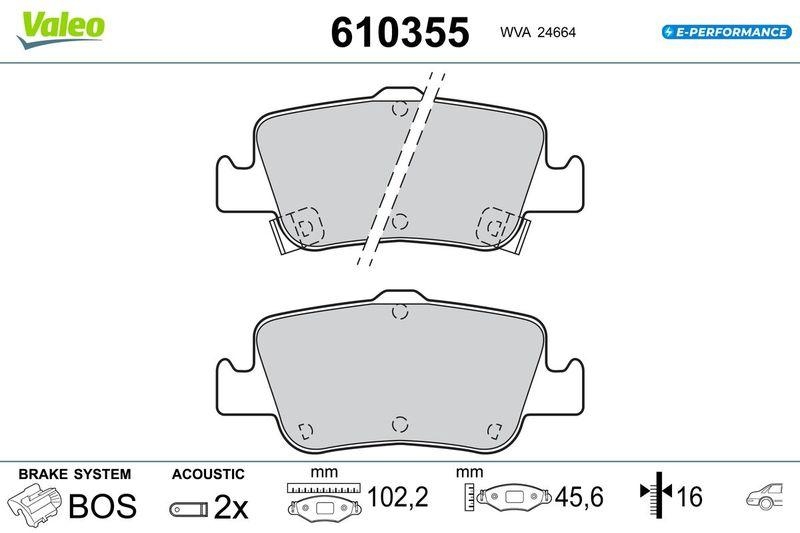 VALEO Bremsbelagsatz, Scheibenbremse E-PERFORMANCE 610355