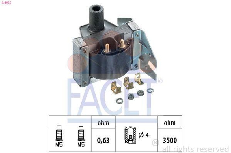 FACET Ignition Coil Made in Italy - OE Equivalent
