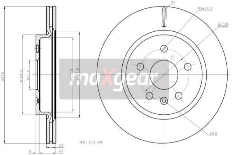 2x MAXGEAR Bremsscheibe