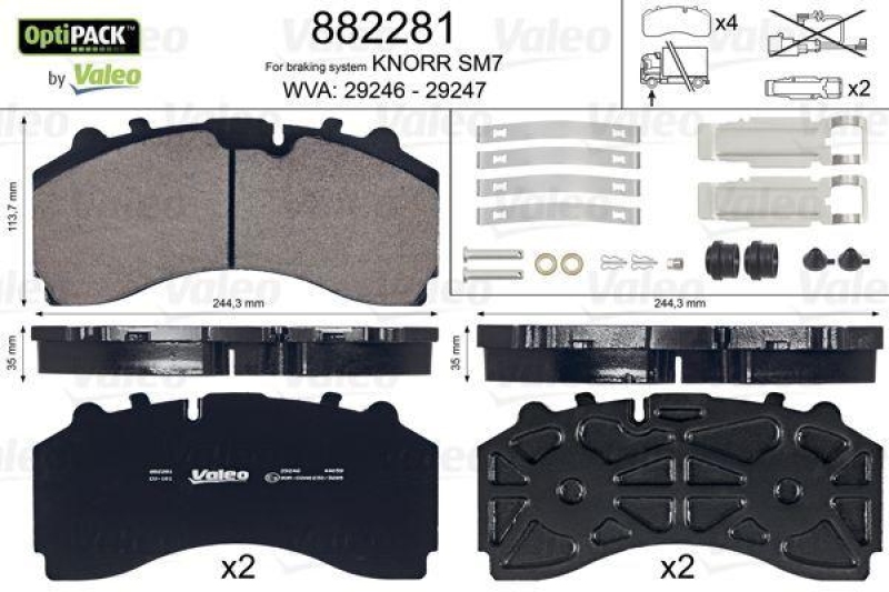 VALEO Bremsbelagsatz, Scheibenbremse OPTIPACK