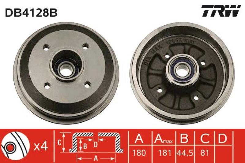 2x TRW Brake Drum