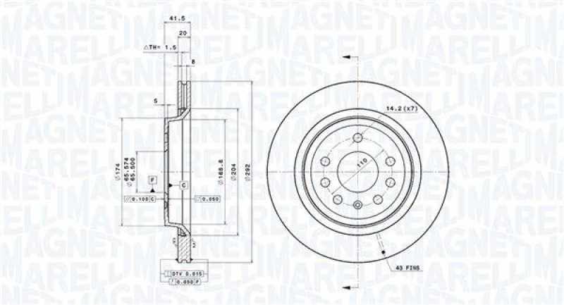 2x MAGNETI MARELLI Bremsscheibe