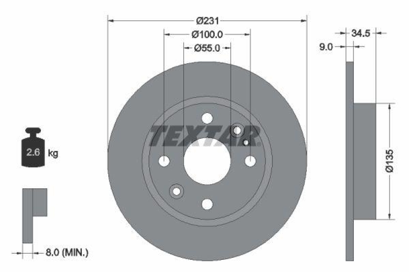 2x TEXTAR Bremsscheibe 92096600