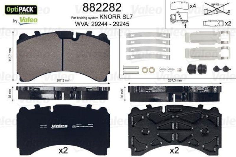 VALEO Bremsbelagsatz, Scheibenbremse OPTIPACK 882282