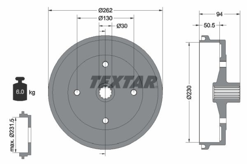 2x TEXTAR Bremstrommel