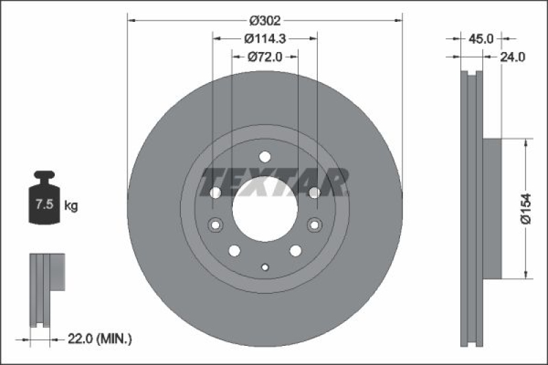 2x TEXTAR Bremsscheibe PRO