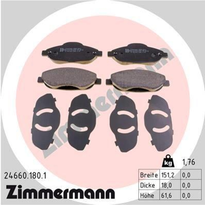 ZIMMERMANN Bremsbelagsatz, Scheibenbremse 24660.180.1