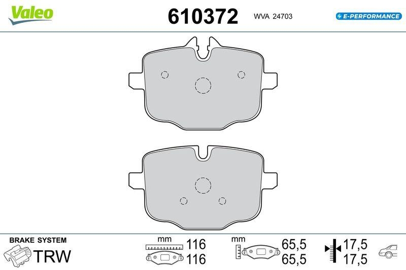VALEO Bremsbelagsatz, Scheibenbremse E-PERFORMANCE 610372
