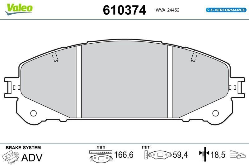 VALEO Bremsbelagsatz, Scheibenbremse E-PERFORMANCE 610374