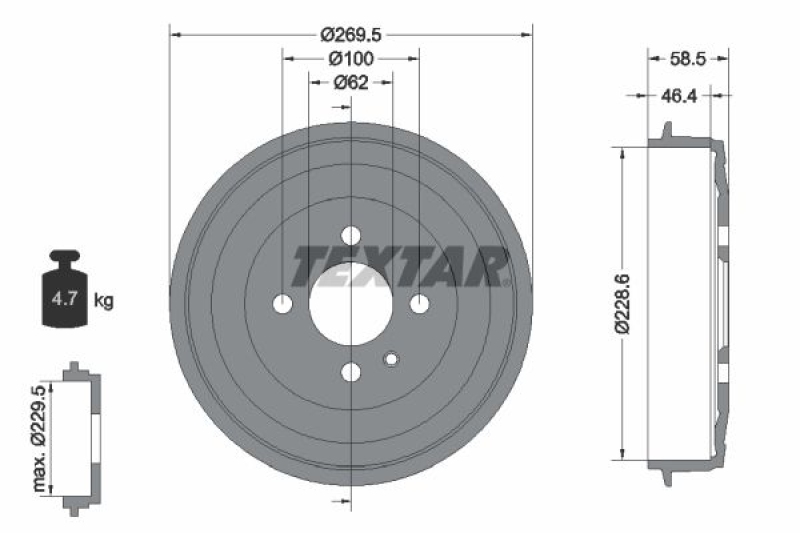 2x TEXTAR Bremstrommel