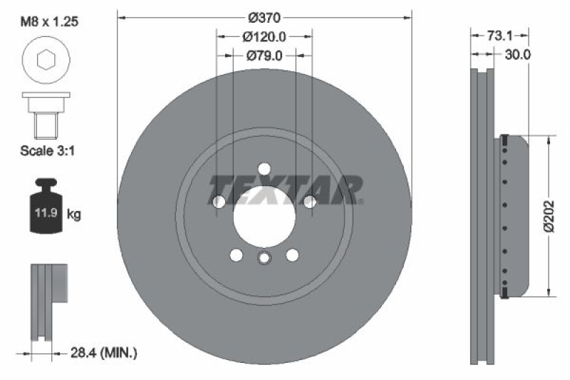 2x TEXTAR Bremsscheibe PRO+