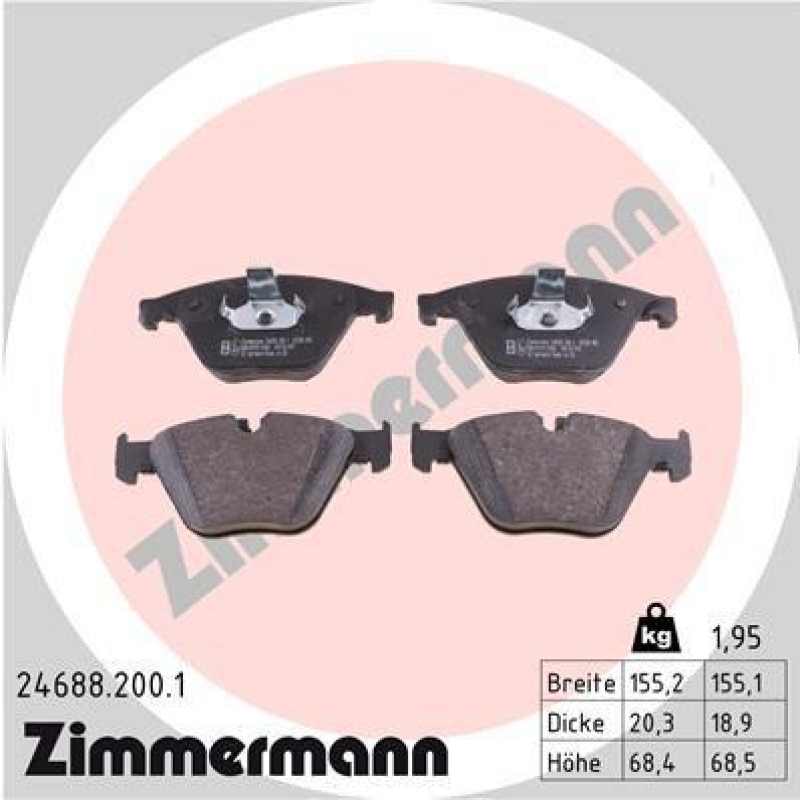 ZIMMERMANN Bremsbelagsatz, Scheibenbremse 24688.200.1