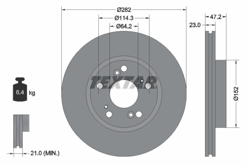 2x TEXTAR Bremsscheibe PRO 92144403