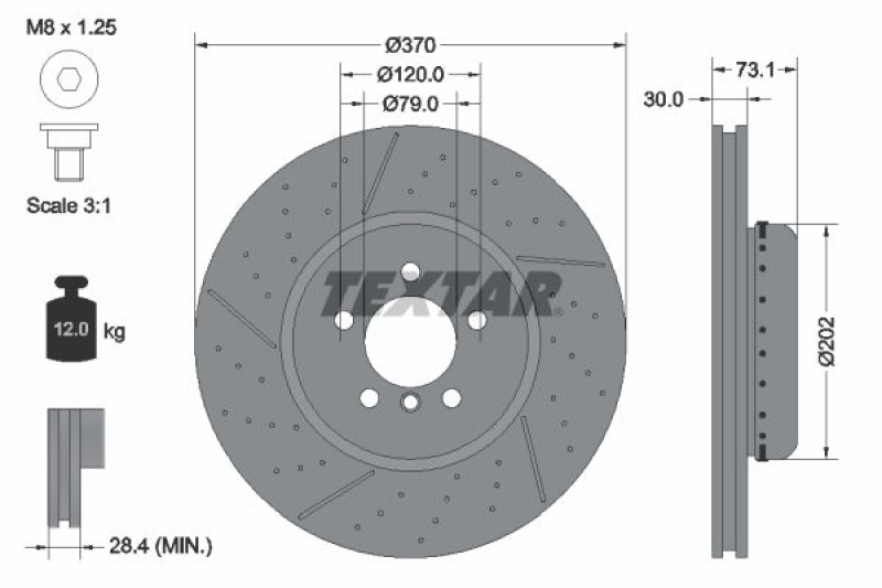 2x TEXTAR Bremsscheibe PRO+