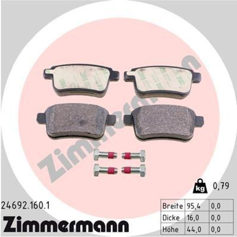 ZIMMERMANN Bremsbelagsatz, Scheibenbremse 24692.160.1
