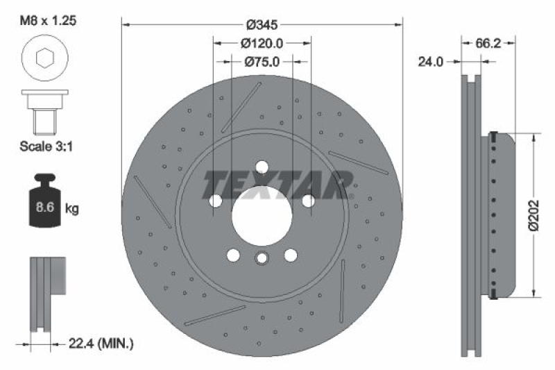 2x TEXTAR Bremsscheibe PRO+