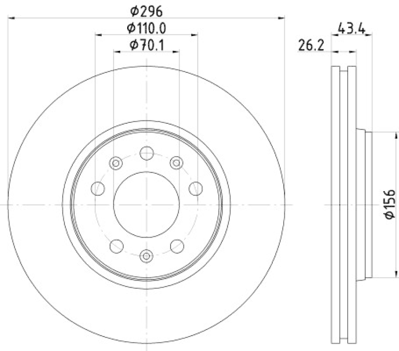 2x HELLA Brake Disc PRO High Carbon