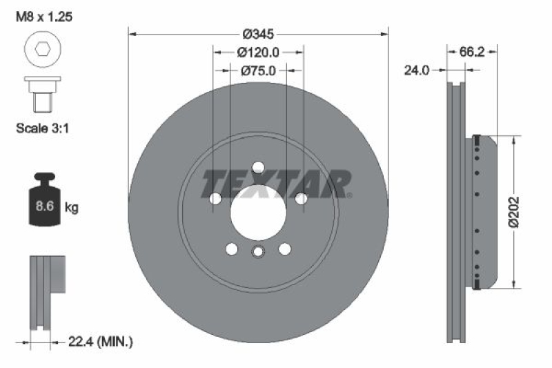 2x TEXTAR Brake Disc PRO+