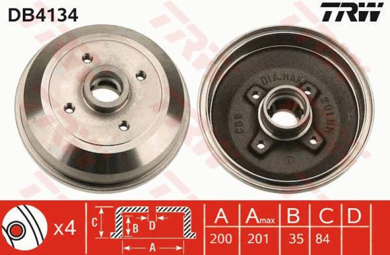 2x TRW Brake Drum