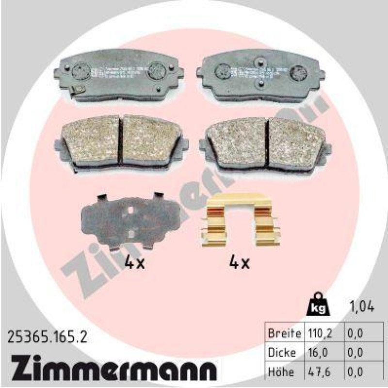 ZIMMERMANN Bremsbelagsatz, Scheibenbremse 25365.165.2