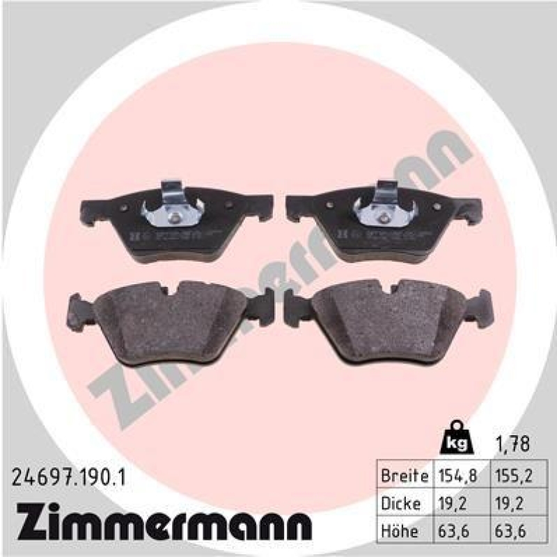 ZIMMERMANN Bremsbelagsatz, Scheibenbremse 24697.190.1