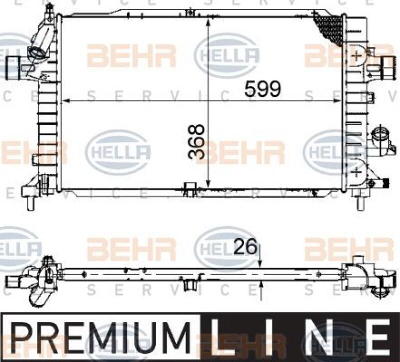 HELLA Radiator, engine cooling BEHR HELLA SERVICE *** PREMIUM LINE ***