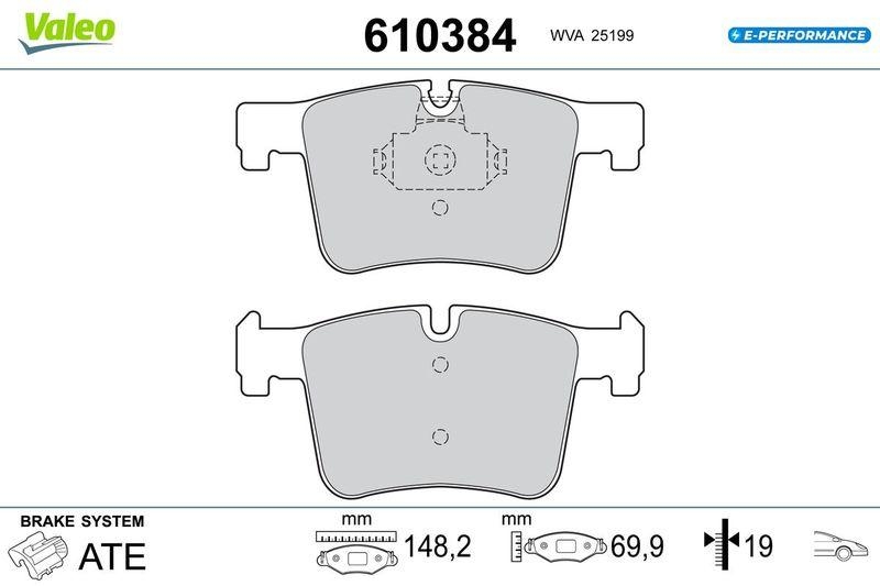 VALEO Bremsbelagsatz, Scheibenbremse E-PERFORMANCE 610384