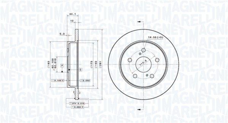 2x MAGNETI MARELLI Bremsscheibe 360406214701