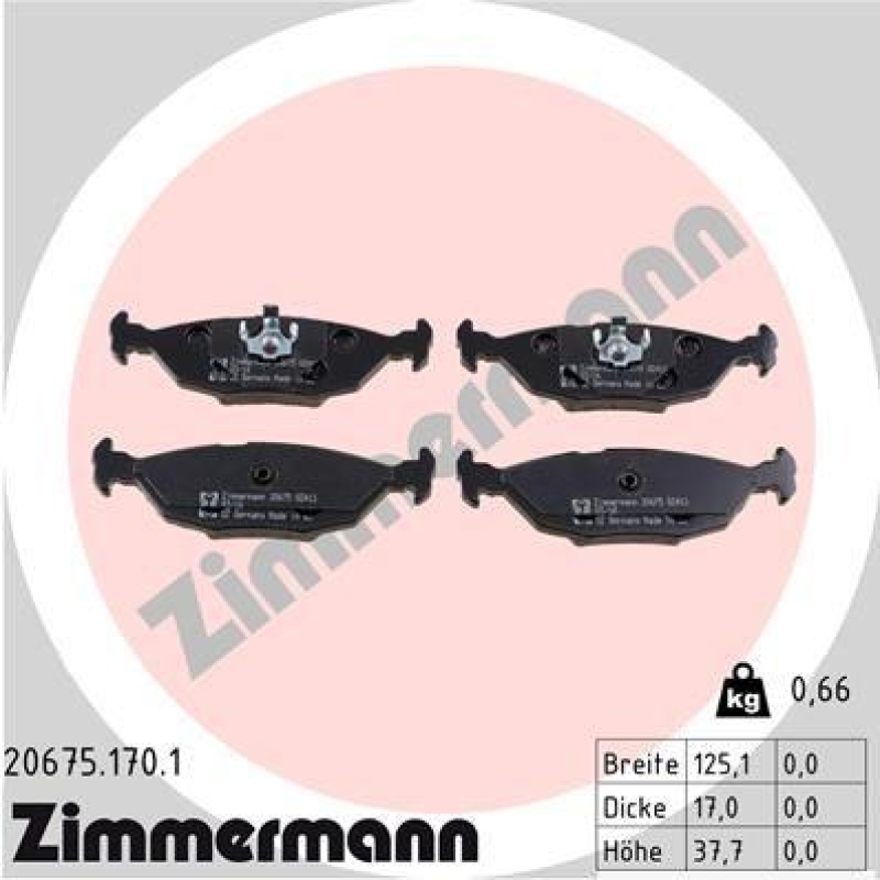ZIMMERMANN Brake Pad Set, disc brake