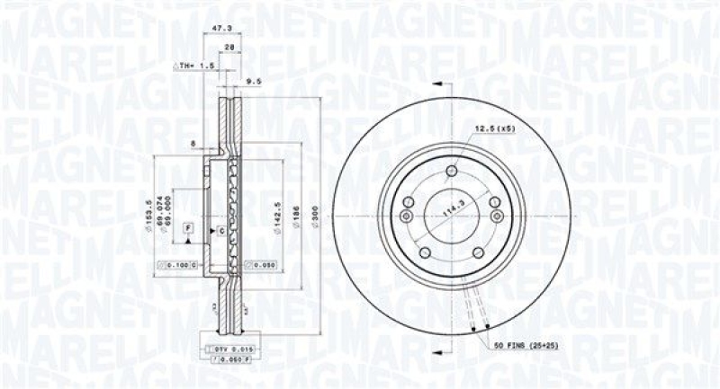 2x MAGNETI MARELLI Bremsscheibe