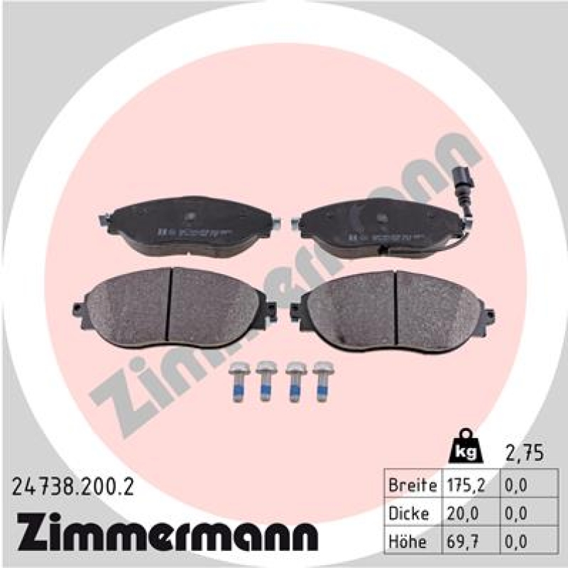 2x ZIMMERMANN Bremsscheiben Ø340mm + Beläge Vorne passend für VW B7 B8 / Golf 7