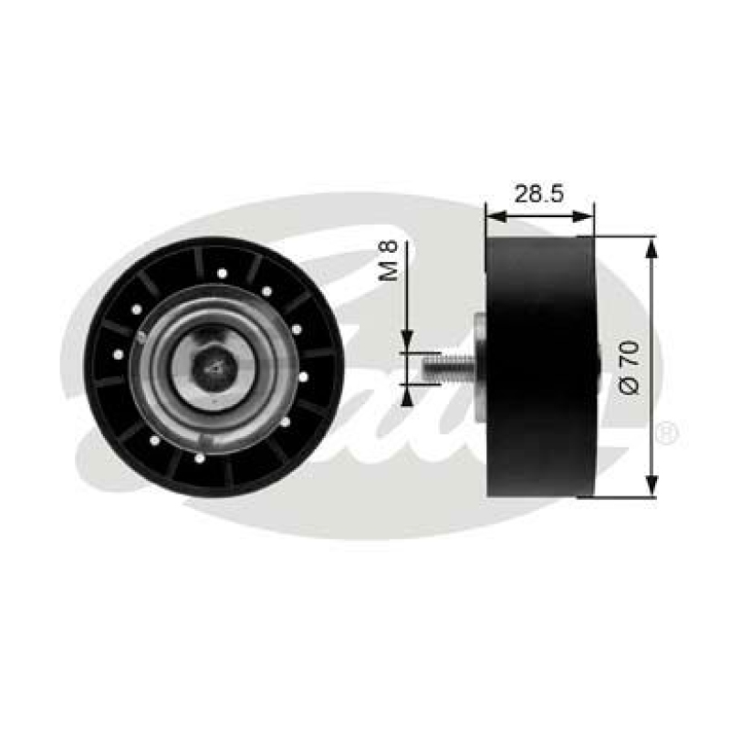 GATES Deflection/Guide Pulley, V-ribbed belt DriveAlign®