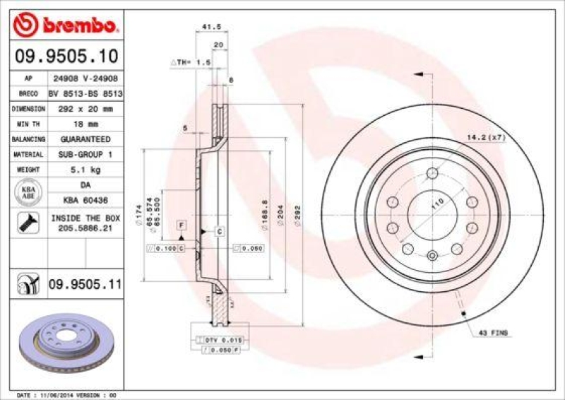 Brembo Bremsscheiben 292mm + Bremsbeläge Hinten passend für Opel Ve...