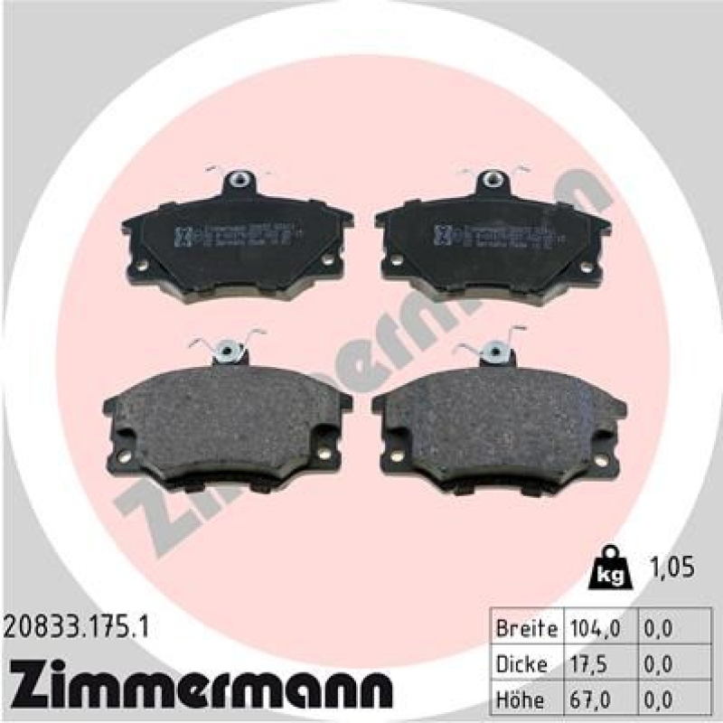 ZIMMERMANN Bremsbelagsatz, Scheibenbremse