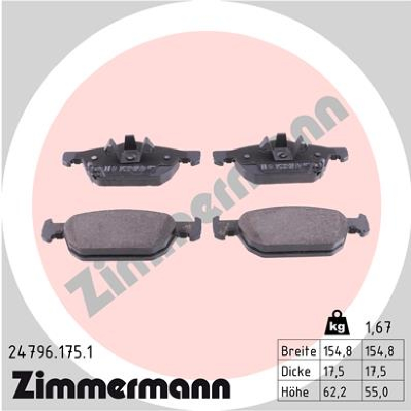 ZIMMERMANN Bremsbelagsatz, Scheibenbremse