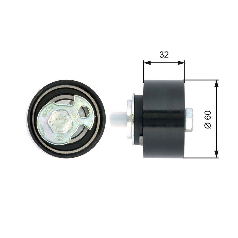 GATES Tensioner Pulley, timing belt PowerGrip®