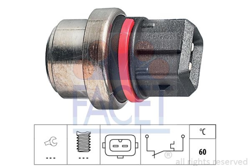 FACET Temperature Switch, coolant warning lamp Made in Italy - OE Equivalent