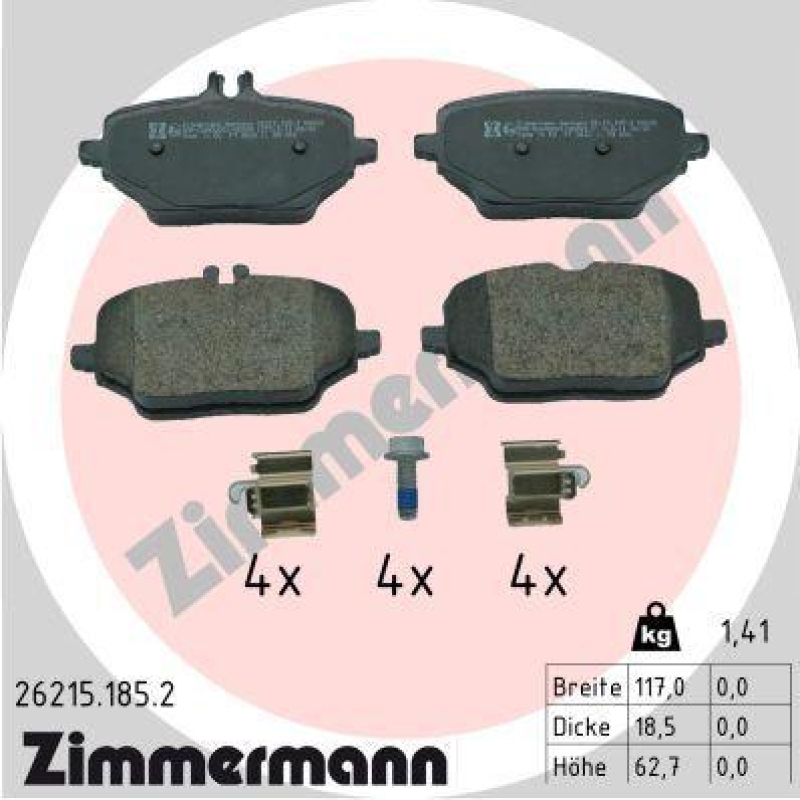 ZIMMERMANN Bremsbelagsatz, Scheibenbremse 26215.185.2