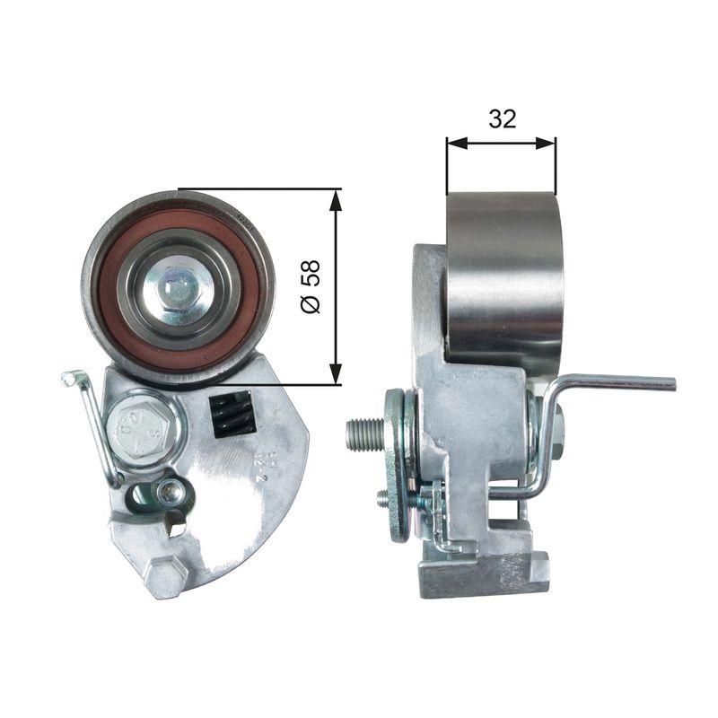GATES Tensioner Pulley, timing belt PowerGrip®