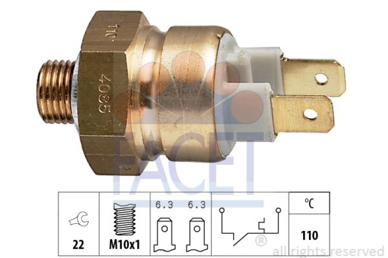 FACET Temperature Switch, coolant warning lamp Made in Italy - OE Equivalent