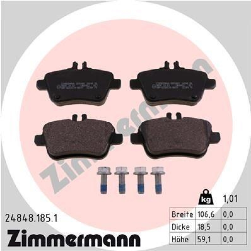 ZIMMERMANN Bremsbelagsatz, Scheibenbremse 24848.185.1