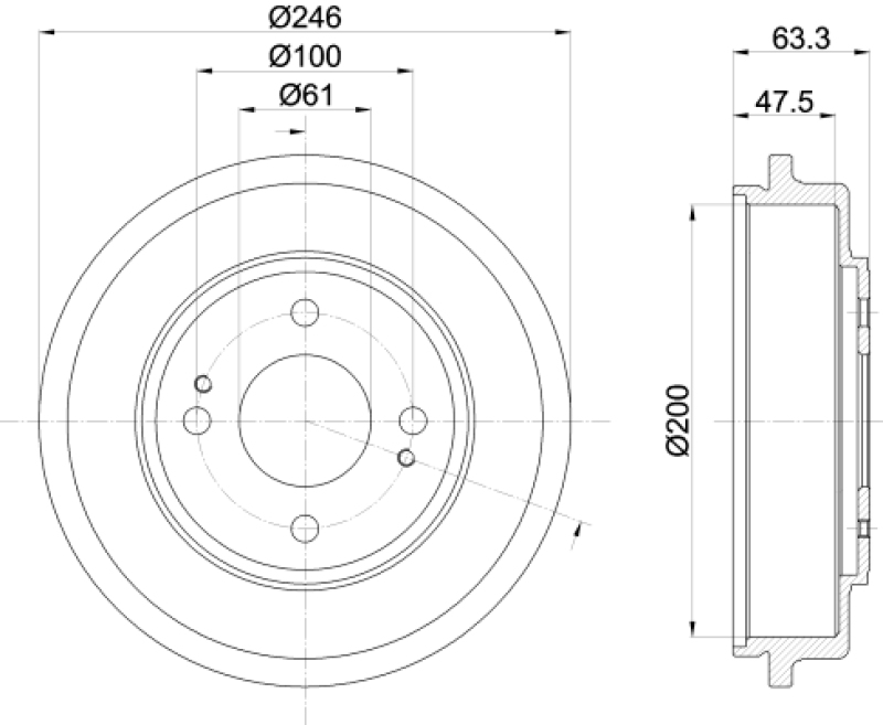 2x HELLA Brake Drum