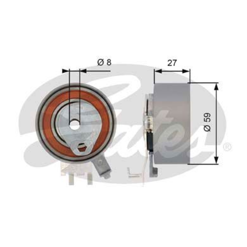 GATES Tensioner Pulley, timing belt PowerGrip®
