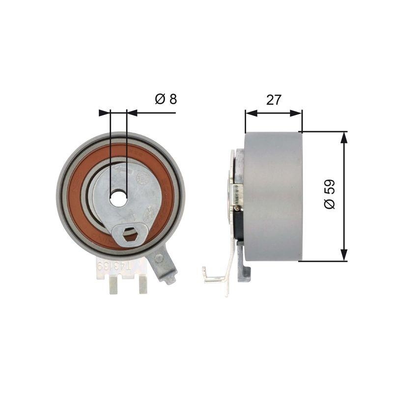 GATES Tensioner Pulley, timing belt PowerGrip&reg;