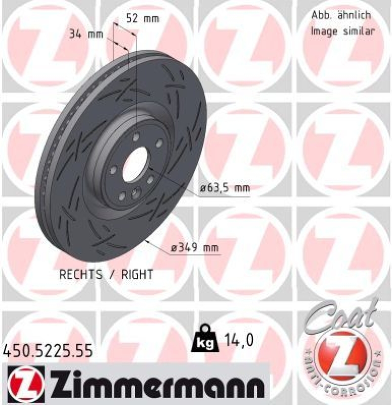 Zimmermann Bremsscheibe Black Ø349mm Vorne rechts passend für Lan...