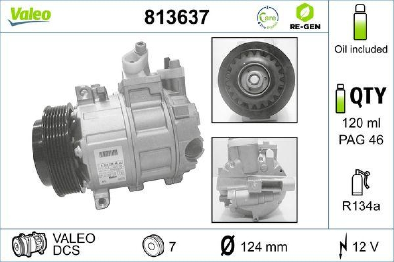 VALEO Kompressor, Klimaanlage VALEO RE-GEN - AT 813637